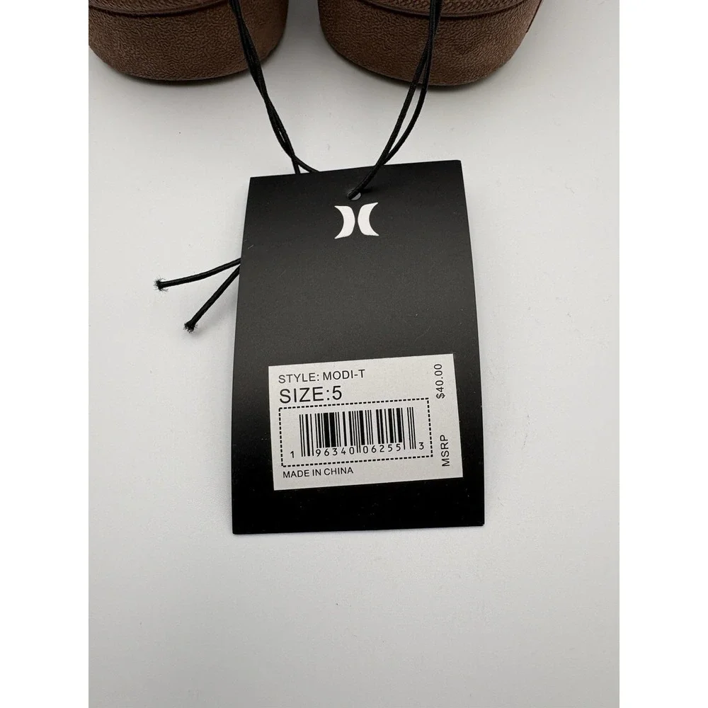 Hurley Modi-T Slippers Kids's Size 5 Brown Faux Suede Cozy Indoor Outdoor NWT